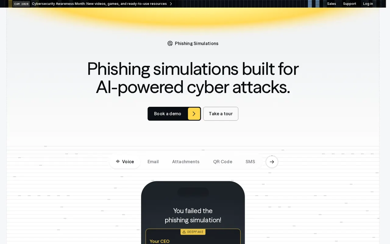 Adaptive Security phishing simulations page