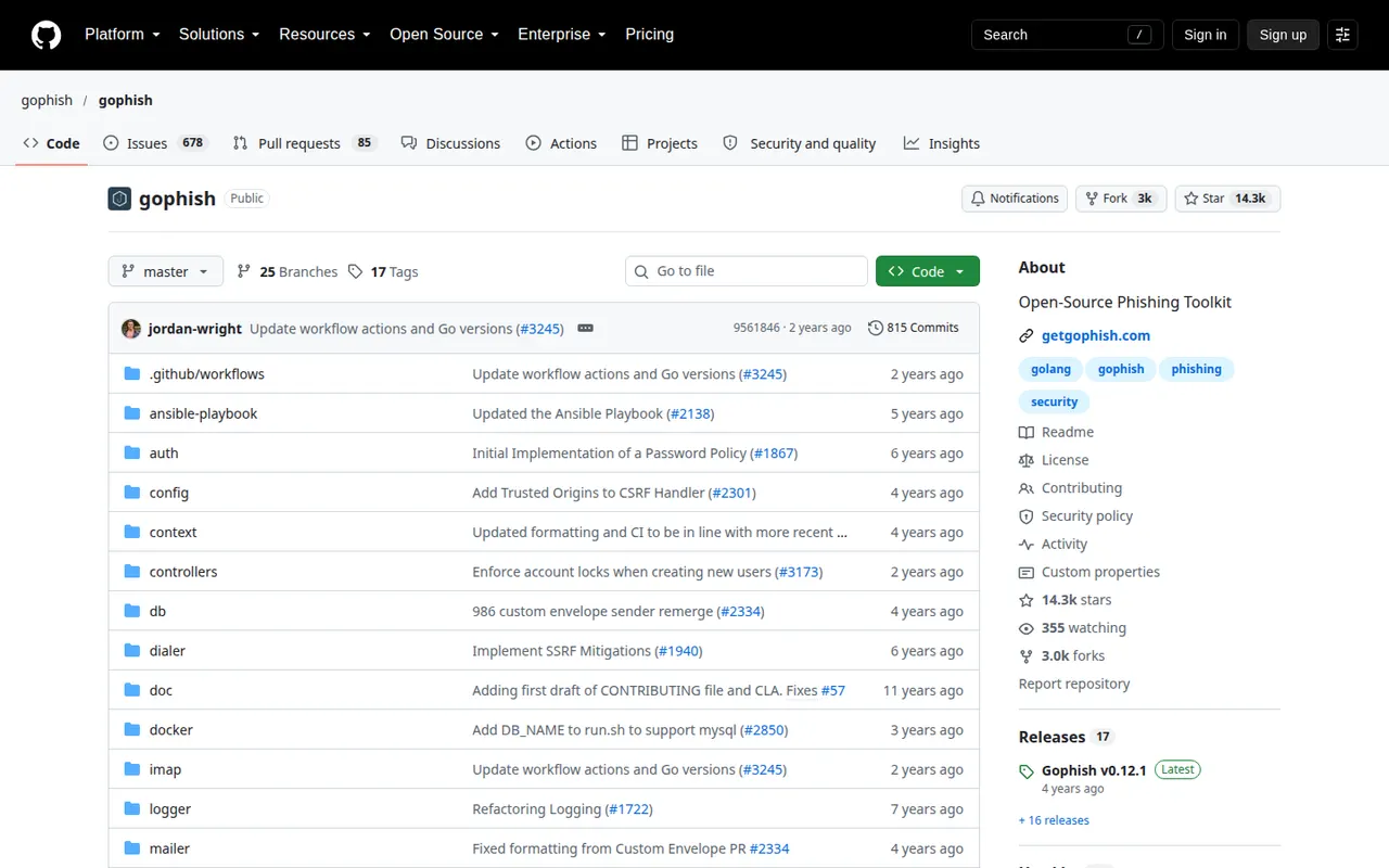 Gophish GitHub repository